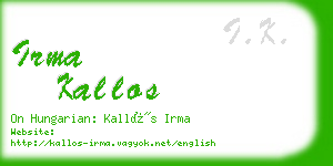 irma kallos business card